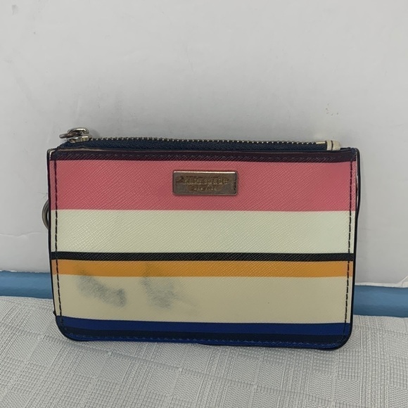 Kate Spade New York Laurel Way Bitsy Card Case W/Keyring Bonita Stripe - Picture 1 of 8